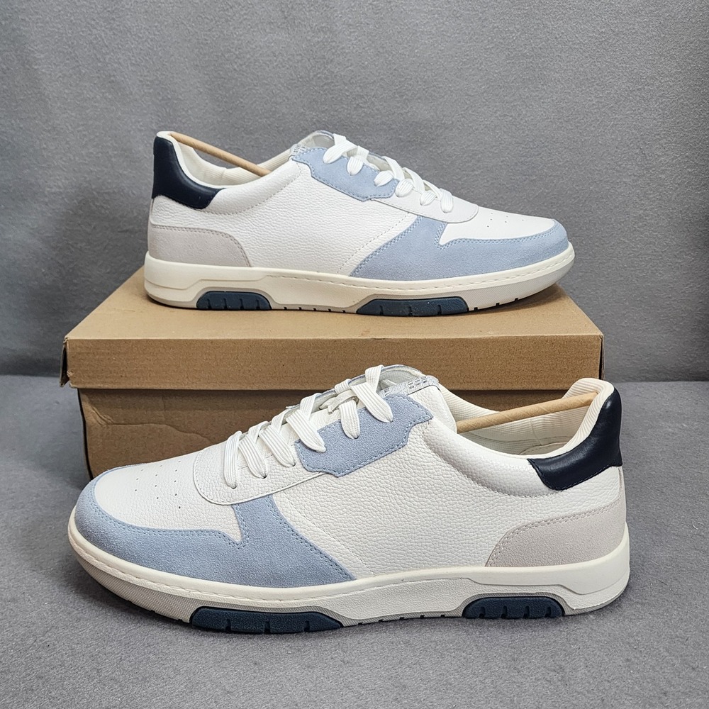 Steve Madden Maxtonn Sneakers White Light Blue Leather Suede Mens 13 NIB